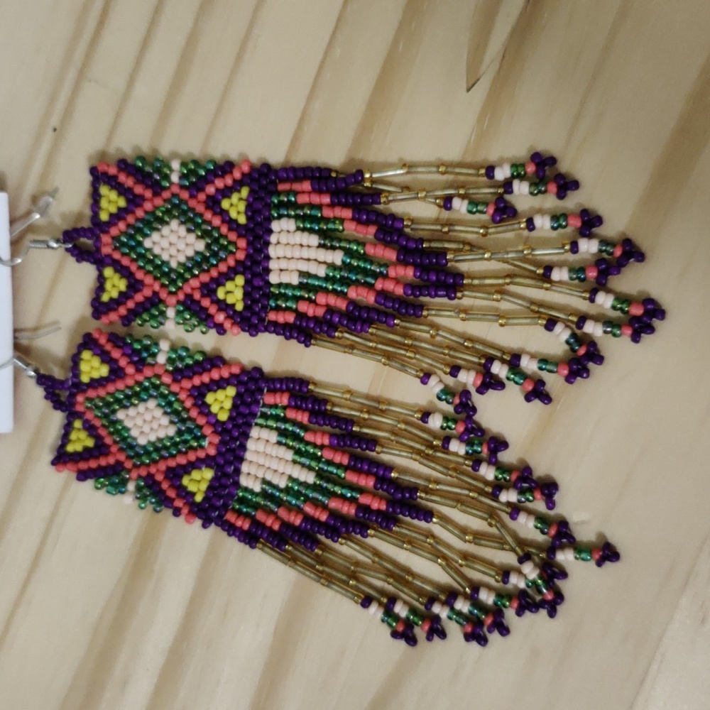 Beaded Flowy Statement Earrings